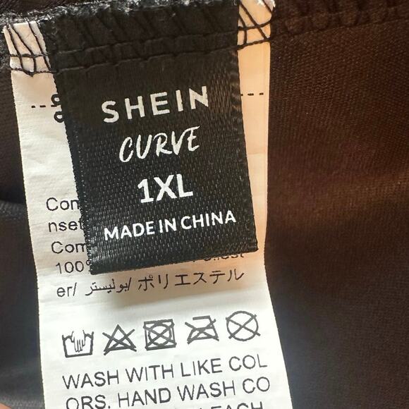 SHEIN Curve Black Faux Leather Panel Dress 1XL - Picture 4 of 4